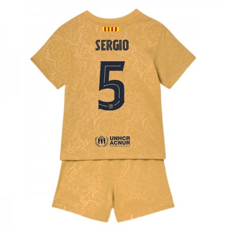 Virallinen pelipaita FC Barcelona Sergio 5 Vieras 2022-23 Lyhythihainen - Lasten ( + Lyhyet housut )